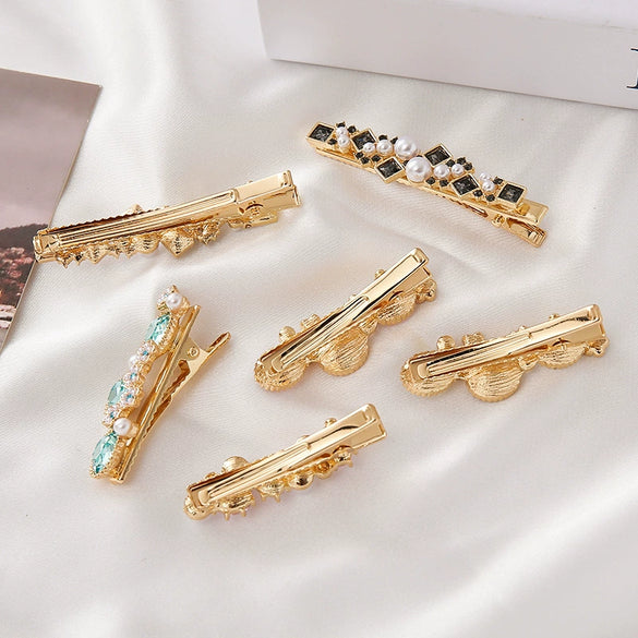 Wholesale Hairpin Alloy Crystal Flower Oval Rhinestone Electroplating Women's Simple Fashionable Duckbill Clip