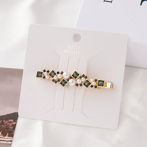 Wholesale Hairpin Alloy Crystal Flower Oval Rhinestone Electroplating Women's Simple Fashionable Duckbill Clip
