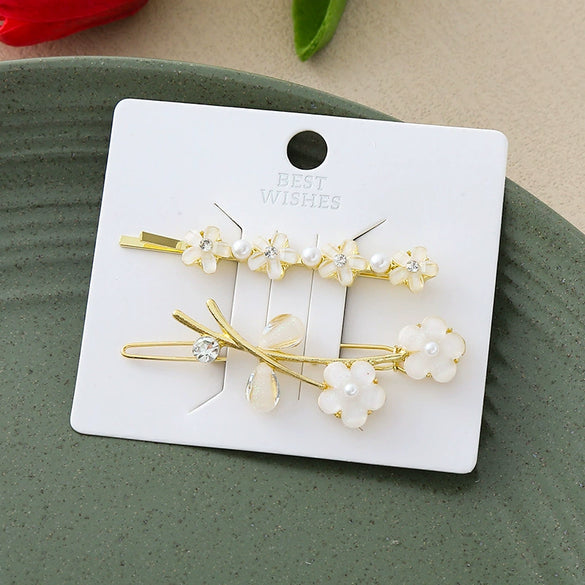 Wholesale Hairpin Alloy Princess Style Handmade Flower Cat Fish Fishtail Rhinestone Cat Eye Pearl Clip