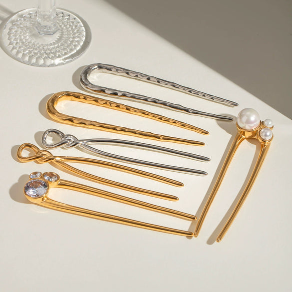 Wholesale Hairpin Stainless Steel 18K Gold Electroplated Geometric Light Luxury Jewelry
