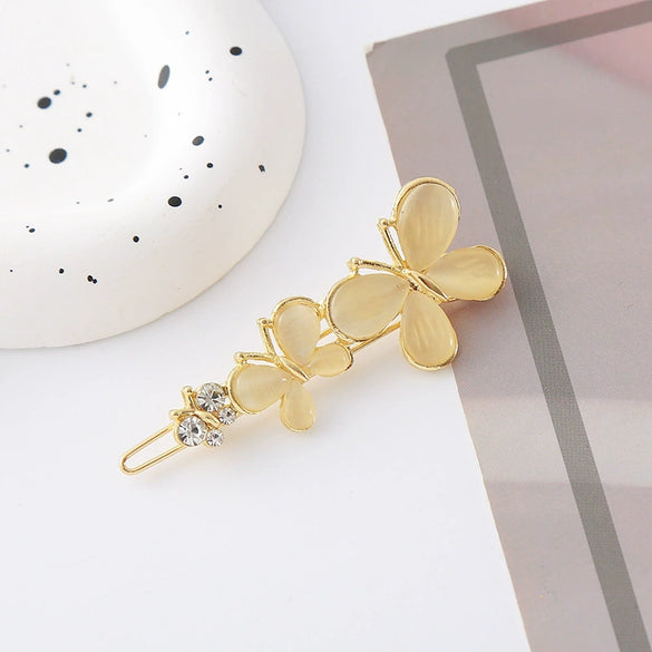 Wholesale Hairpin Zinc Alloy Cat's Eye Butterfly Crystal Flower Electroplating Design For Women