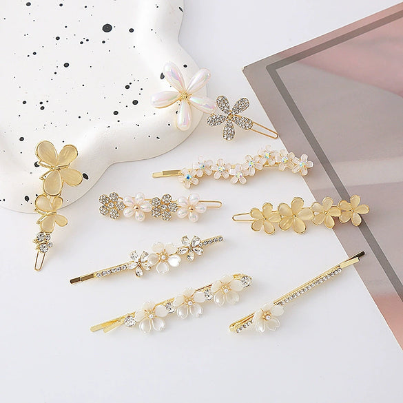 Wholesale Hairpin Zinc Alloy Cat's Eye Butterfly Crystal Flower Electroplating Design For Women