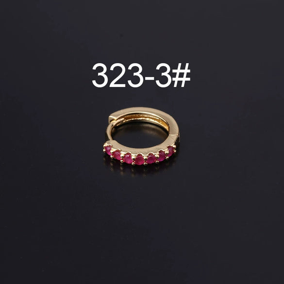 Wholesale Half Zirconium Ear Buckle Piercing Earrings In Copper With Geometric Design