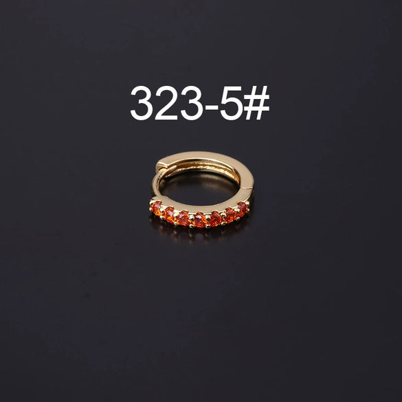 Wholesale Half Zirconium Ear Buckle Piercing Earrings In Copper With Geometric Design