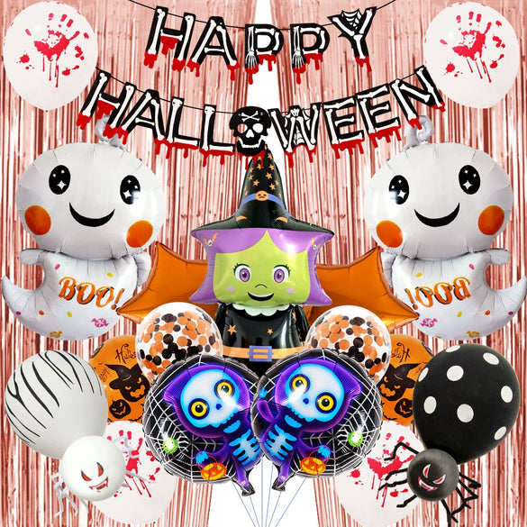 Wholesale Halloween Aluminum Film And Foil Balloon Decoration With Ghost Skull Pumpkin Bat Patterns In Round Shape