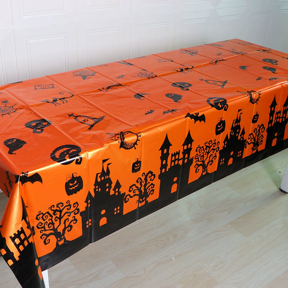 Wholesale Halloween Disposable Tablecloth In Black And White With Spider Web Pattern Made Of Plastic For Holiday Arrangement Decoration