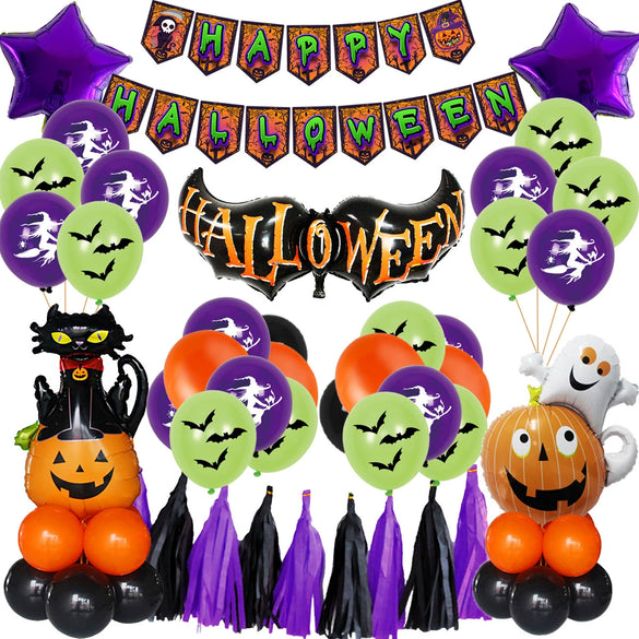 Wholesale Halloween Flag And Balloon Combination Latex Material Round Shape Party Decoration
