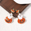 Wholesale Halloween Oil Dropping Cute Cartoon Ghost Pumpkin Earrings In Zinc Alloy With Retro Small Style