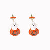 Wholesale Halloween Oil Dropping Cute Cartoon Ghost Pumpkin Earrings In Zinc Alloy With Retro Small Style