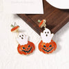 Wholesale Halloween Oil Dropping Cute Cartoon Ghost Pumpkin Earrings In Zinc Alloy With Retro Small Style