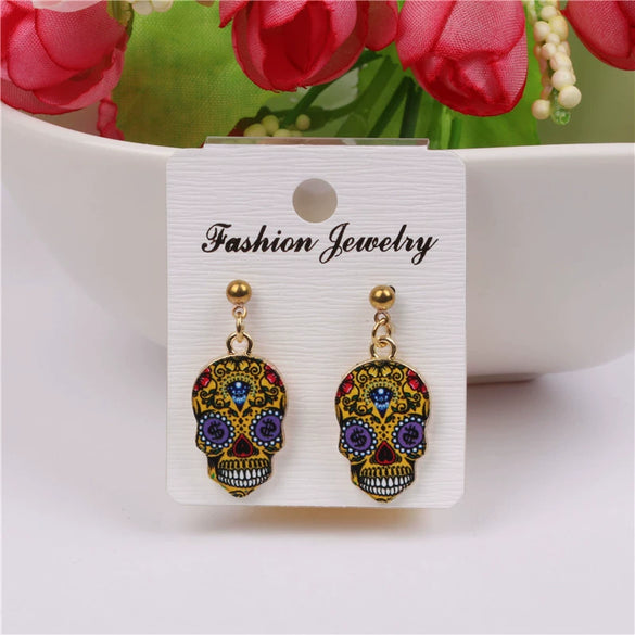 Wholesale Halloween Punk Skull Earrings Made Of Alloy With Cartoon Characters Design