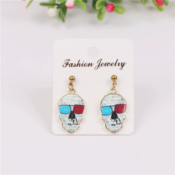 Wholesale Halloween Punk Skull Earrings Made Of Alloy With Cartoon Characters Design