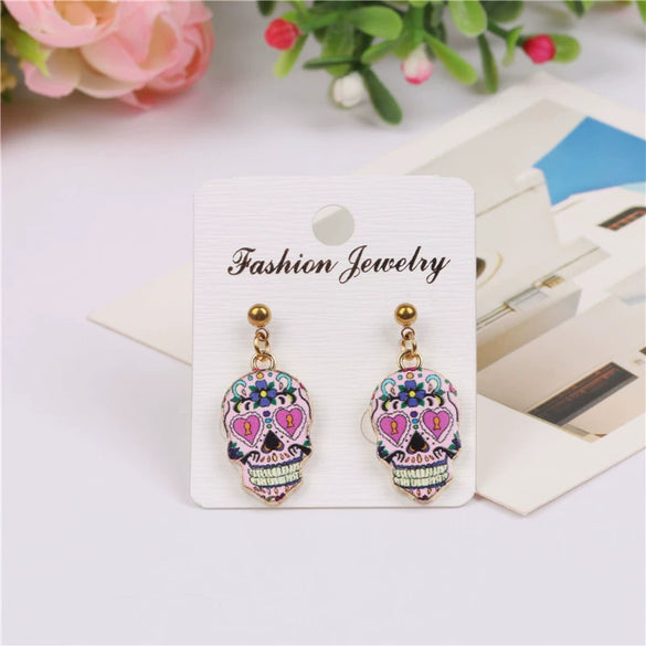Wholesale Halloween Punk Skull Earrings Made Of Alloy With Cartoon Characters Design