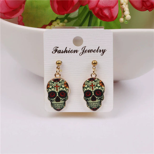 Wholesale Halloween Punk Skull Earrings Made Of Alloy With Cartoon Characters Design