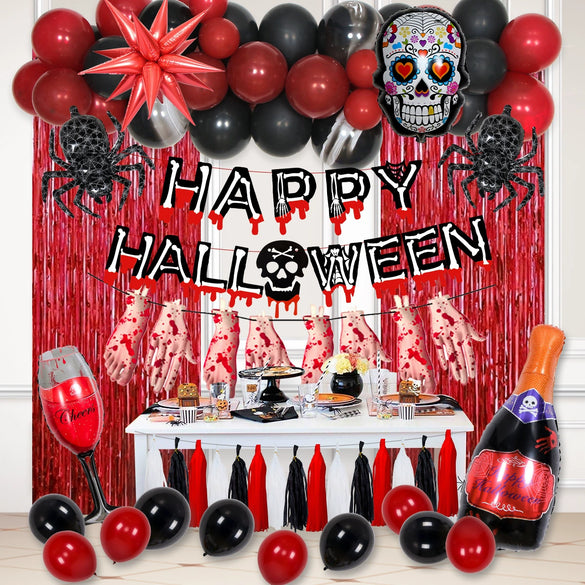 Wholesale Halloween Theme Party Decoration Flag And Balloon Set Latex And Aluminum Film Round Shape