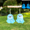 Wholesale Halloween White Luminous Ghost Pendant Earrings In Plastic And Resin With Dripping Oil Process Three Dimensional Cartoon And Cute Simple Style