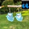 Wholesale Halloween White Luminous Ghost Pendant Earrings In Plastic And Resin With Dripping Oil Process Three Dimensional Cartoon And Cute Simple Style