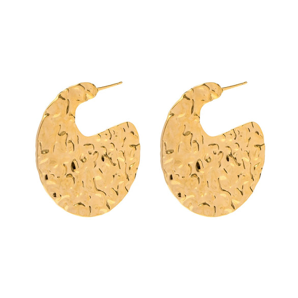 Wholesale Hammer Pattern Geometric Stainless Steel Earrings With Electroplating For Women