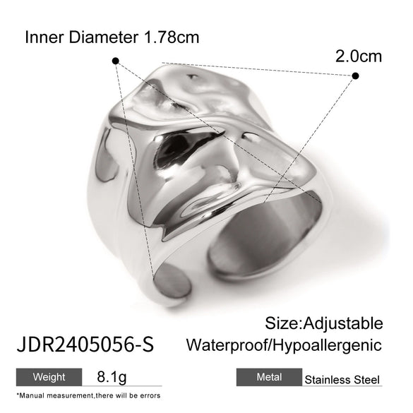 Wholesale Hammer Pattern Open Ring Stainless Steel 18K Gold Electroplated Unisex