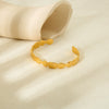 Wholesale Hammered Geometric 18K Gold Plated Stainless Steel Open Bracelet For Women