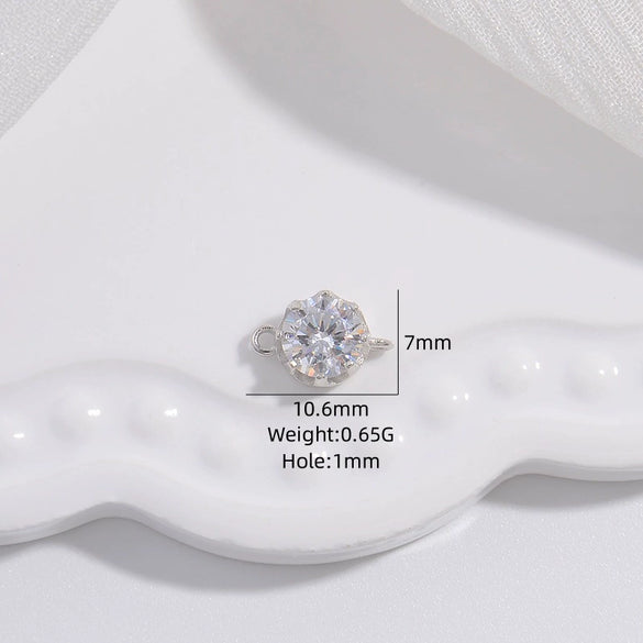 Wholesale Hand Card Connector Material S925 Sterling Silver Inlaid Zirconium Round Snowflake Design