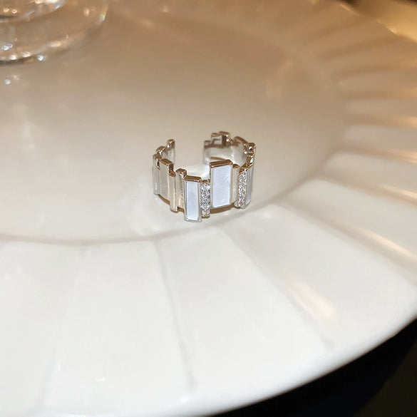 Wholesale Hand Jewelry Copper Geometric Vintage Retro Highend Open Ring Set With Zirconia For Women