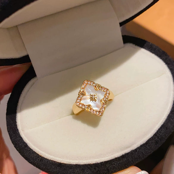 Wholesale Hand Jewelry Copper Geometric Vintage Retro Highend Open Ring Set With Zirconia For Women