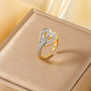 Wholesale Hand Jewelry Copper Inlaid Zirconium Heart Four Leaf Clover Open Ring Electroplating Geometric Style