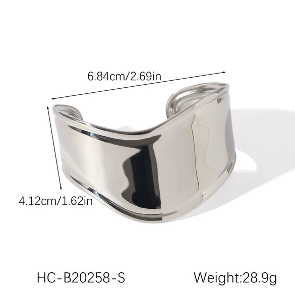 Wholesale Hand Jewelry Exaggerated Geometric Stainless Steel Open Bracelet 18K Goldplated Electroplated
