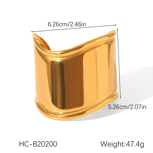 Wholesale Hand Jewelry Exaggerated Geometric Stainless Steel Open Bracelet 18K Goldplated Electroplated