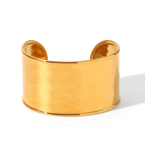 Wholesale Hand Jewelry Exaggerated Geometric Stainless Steel Open Bracelet 18K Goldplated Electroplated