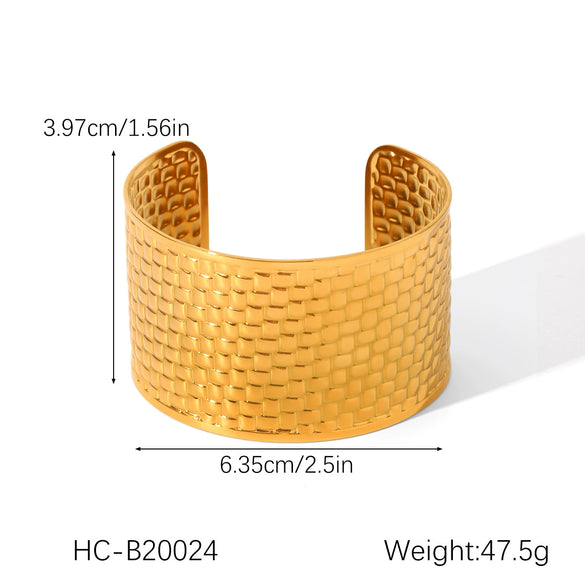Wholesale Hand Jewelry Exaggerated Geometric Stainless Steel Open Bracelet 18K Goldplated Electroplated