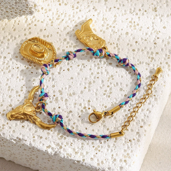 Wholesale Hand Jewelry For Women Stainless Steel 18K Gold Plated Geometric Pattern Light Luxury Bracelet