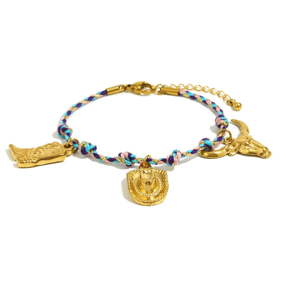 Wholesale Hand Jewelry For Women Stainless Steel 18K Gold Plated Geometric Pattern Light Luxury Bracelet