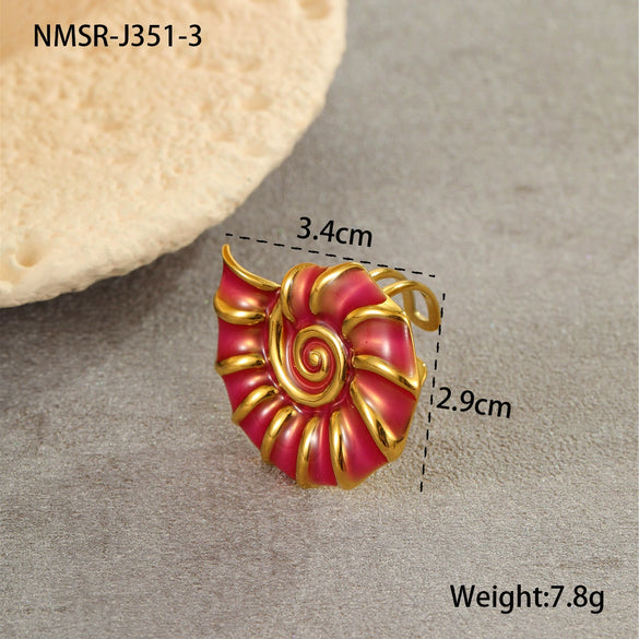 Wholesale Hand Jewelry Stainless Steel Earrings And Titanium Steel Ring Marine Style Geometric Pattern 18K Gold Plated