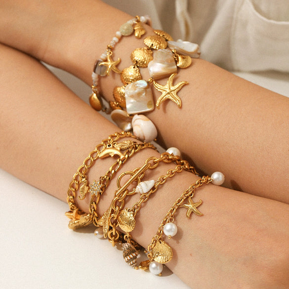 Wholesale Hand Jewelry Stainless Steel Electroplated Bracelet For Women With Heart Star Geometric Animal Zodiac Patterns