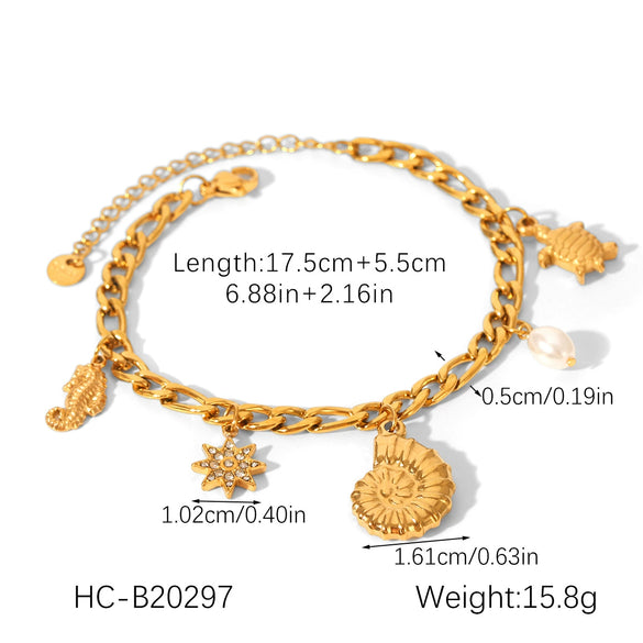 Wholesale Hand Jewelry Stainless Steel Electroplated Bracelet For Women With Heart Star Geometric Animal Zodiac Patterns