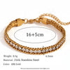 Wholesale Hand Jewelry Stainless Steel Geometric Threelayer Braided Twist Chain Round Bead Zircon Electroplated Bracelet For Women