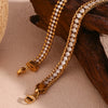 Wholesale Hand Jewelry Stainless Steel Geometric Threelayer Braided Twist Chain Round Bead Zircon Electroplated Bracelet For Women