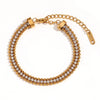 Wholesale Hand Jewelry Stainless Steel Geometric Threelayer Braided Twist Chain Round Bead Zircon Electroplated Bracelet For Women