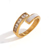 Wholesale Hand Jewelry Stainless Steel 18K Gold Plated Geometric Asymmetric Open Zircon Shell Ring For Women