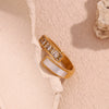 Wholesale Hand Jewelry Stainless Steel 18K Gold Plated Geometric Asymmetric Open Zircon Shell Ring For Women