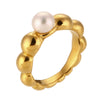 Wholesale Hand Jewelry Stainless Steel 18K Gold Plated Geometric Wave Pattern Ring For Women