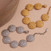 Wholesale Hand Jewelry Stainless Steel 18K Gold Plated Hammered Geometric Disc Bracelet For Women