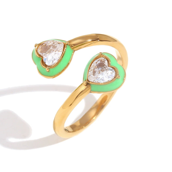 Wholesale Hand Jewelry Stainless Steel 18K Gold Plated Heart Pattern Ring For Women