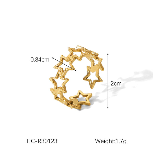 Wholesale Hand Jewelry Stainless Steel Open Ring With Butterfly Snakeshaped Starfish Heart Flower Geometric Animal Zodiac Patterns Electroplated