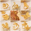 Wholesale Hand Jewelry Stainless Steel Open Ring With Butterfly Snakeshaped Starfish Heart Flower Geometric Animal Zodiac Patterns Electroplated