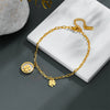 Wholesale Hand Jewelry Titanium Steel Geometric Electroplating Women's Fourleaf Love Grass Leaf White Shellfish Bracelet