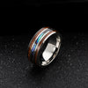 Wholesale Hand Jewelry Titanium Steel Ring Inlaid With Wood Grain Imitation Shell Geometric Dripping Oil Unisex