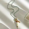 Wholesale Hand Knitted Animal Zodiac Natural Stone And Stainless Steel Beaded Chain Women's Necklace